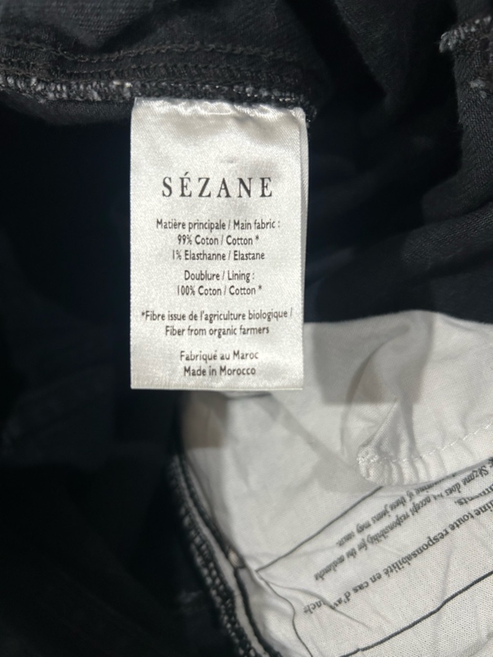 Sézane Denim Le Brut Sexy Jeans Black Size 26 Style S22IPAN004N Organic Cotton - Picture 16 of 16